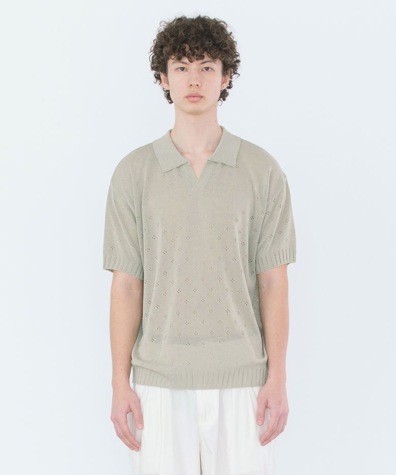 PUNCHING HALF COLLAR KNIT / ASH MINT