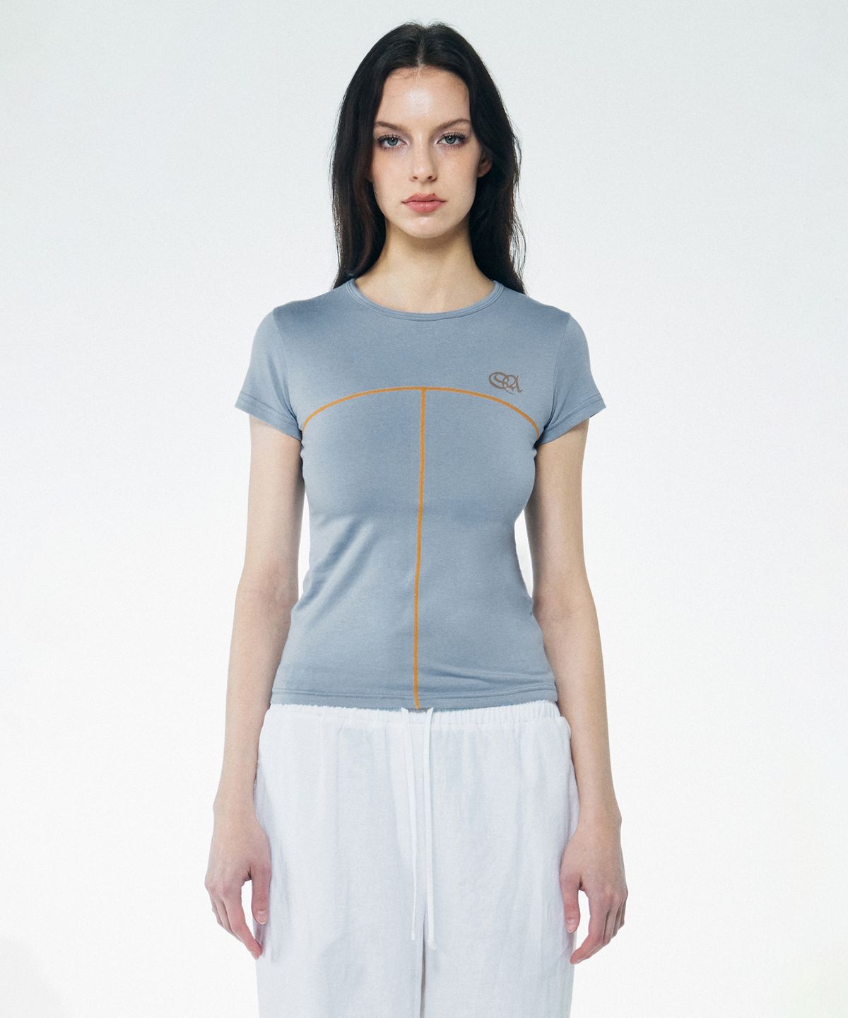 스컬프터(SCULPTOR) Contrast Stitch Tee Dusty Blue