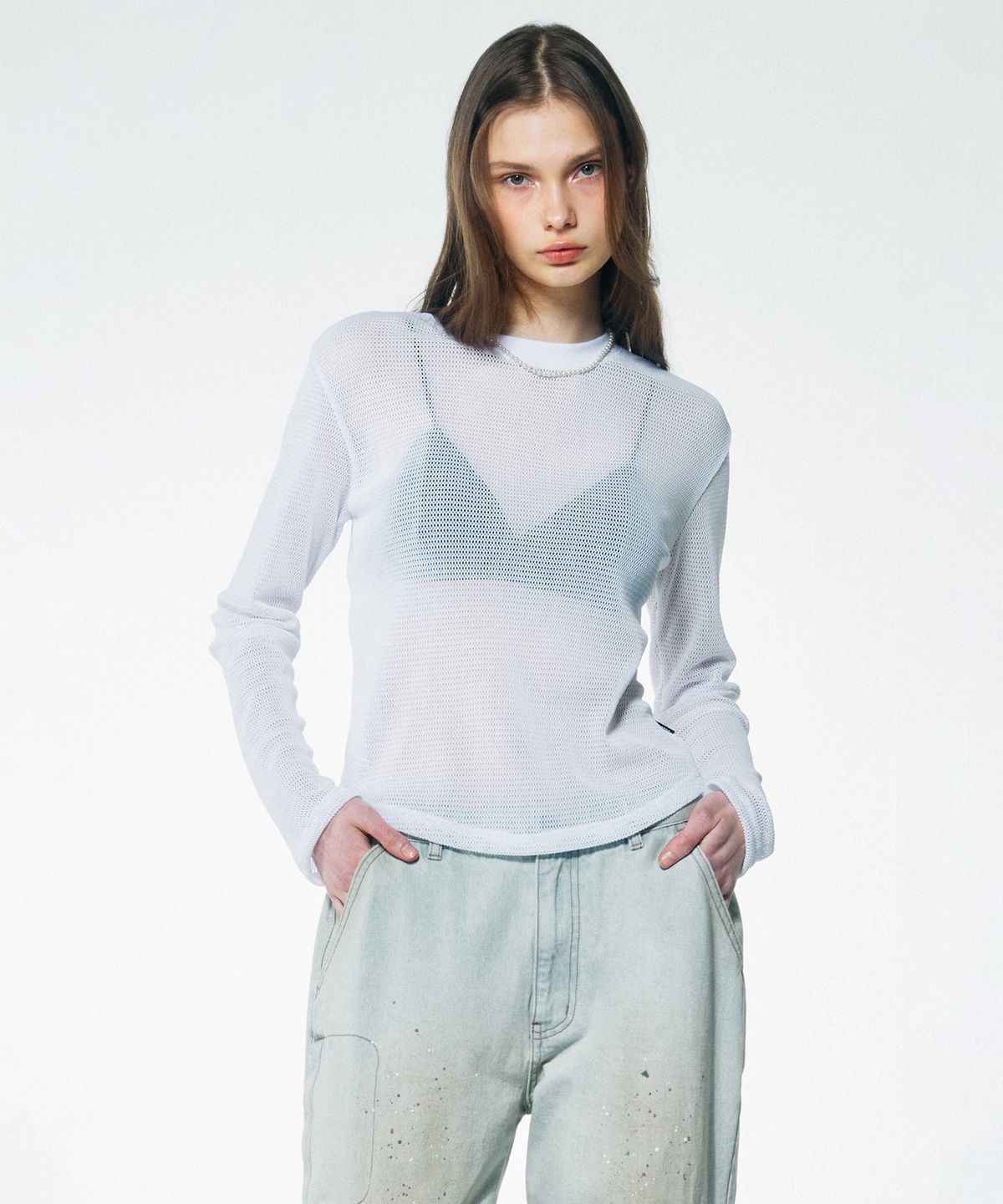 스컬프터(SCULPTOR) Basic Mesh L/S Tee White