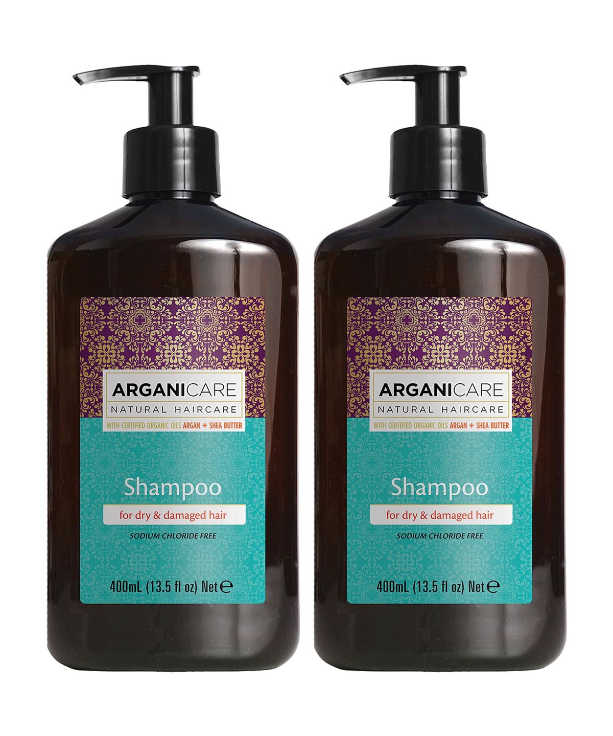 아르가니케어(ARGANICARE) 아르간 오일&시어버터 건조손상모발용 샴푸 400ml*2