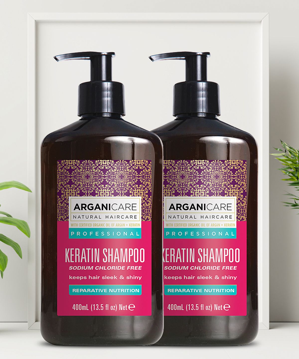 아르가니케어(ARGANICARE) 케라틴&아르간 오일 단백질 퍼퓸 샴푸 400ml*2