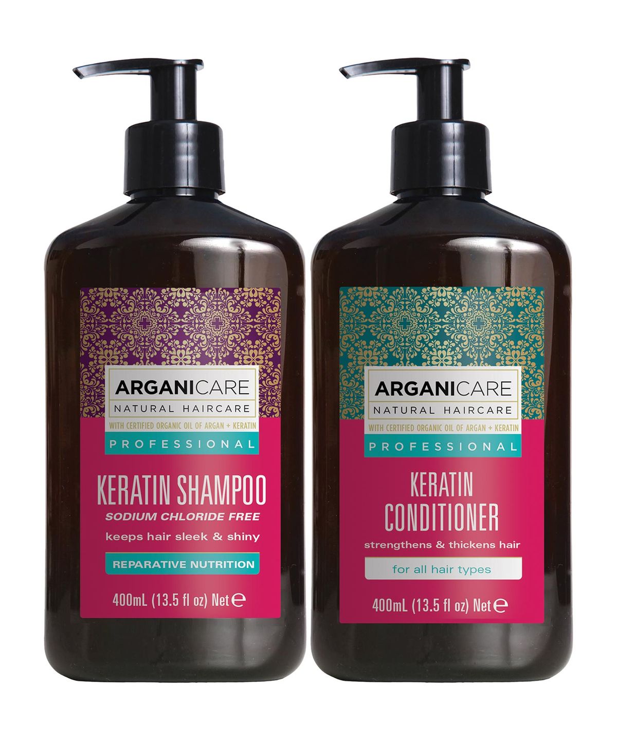아르가니케어(ARGANICARE) 케라틴&아르간 오일 단백질 퍼퓸 샴푸 400ml+헤어 컨디셔너 400ml
