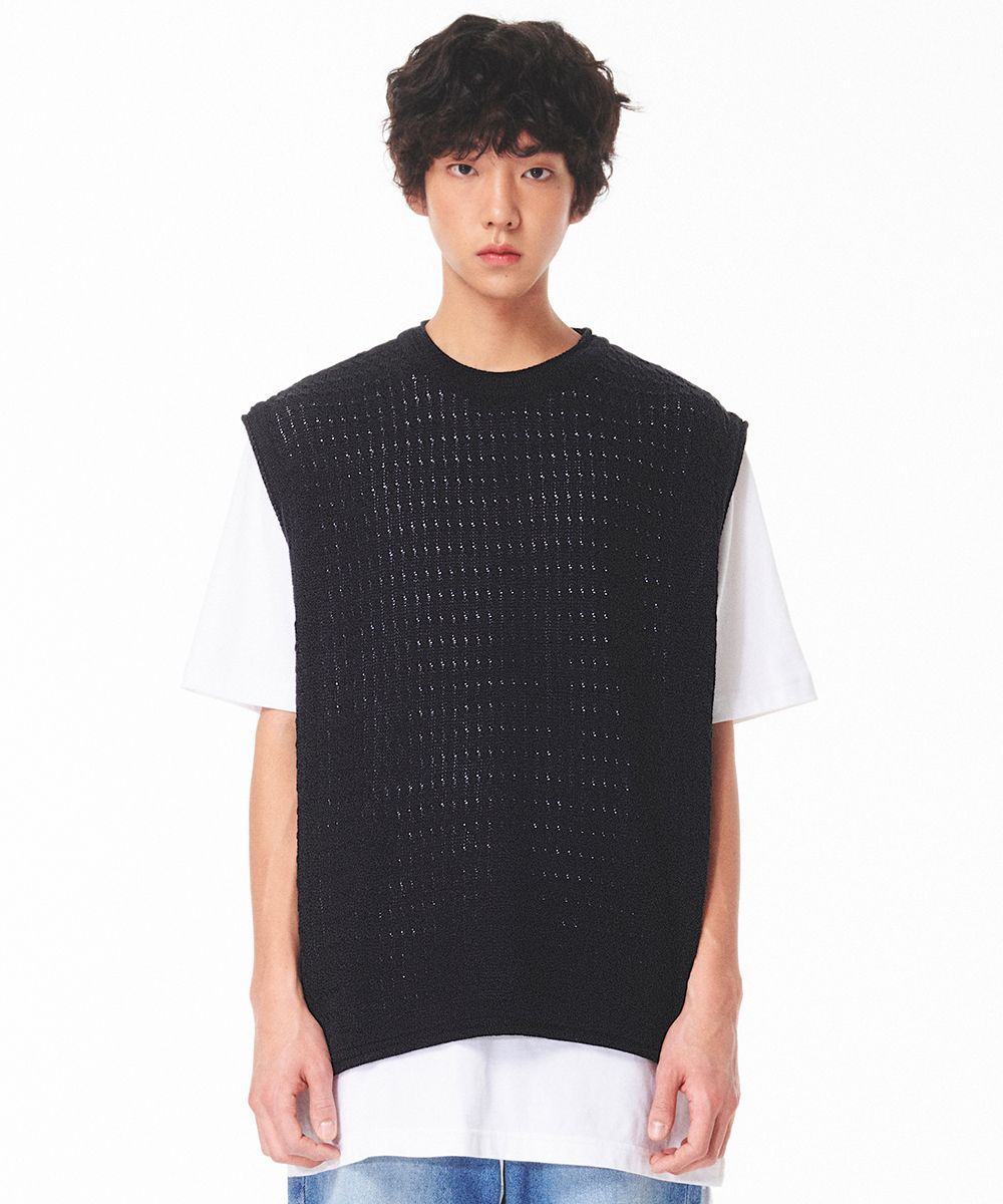 ★MAINBOOTH★Summer Cable Knit Vest(BLACK)★正規品/直送料込 ☆MAINBOOTH☆Summer Cable Knit Vest(BLACK)☆正規品/直送料込