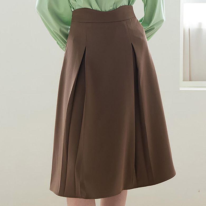 WED_Irregular high-waist skirt_BROWN