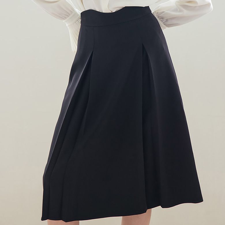 WED_Irregular high-waist skirt_BLACK
