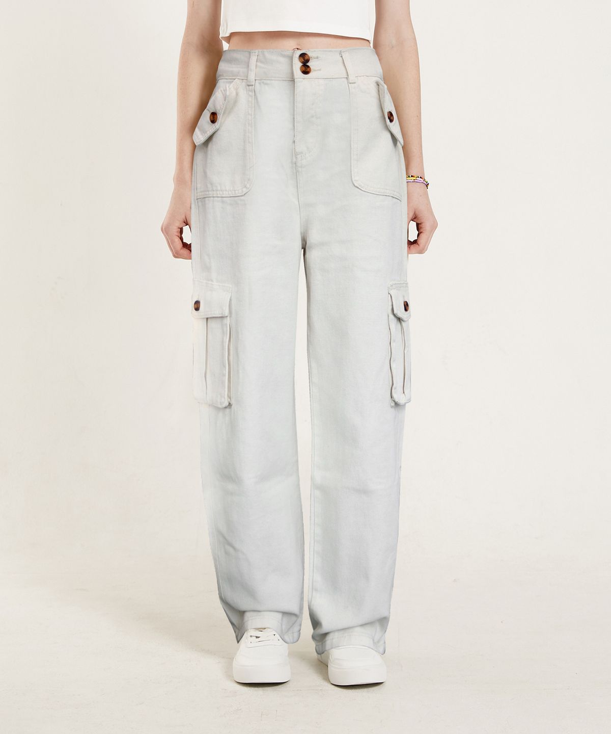 핑크파인애플(PINK PINEAPPLE) CARGO SOFT WIDE PANTS_IVORY