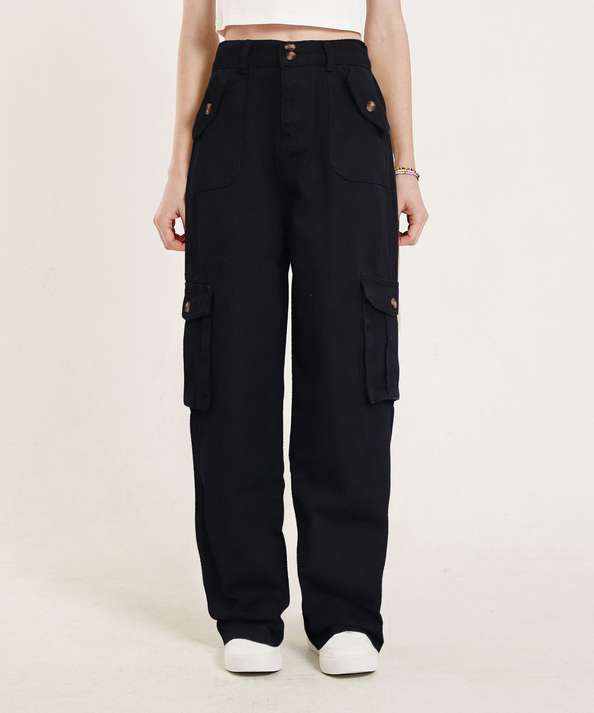 핑크파인애플(PINK PINEAPPLE) CARGO SOFT WIDE PANTS_BLACK