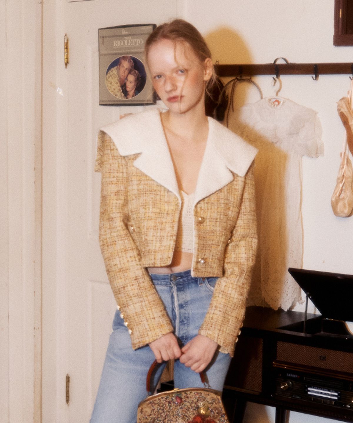그린버터(GREENBUTTER) Gold Multi Button Sailor Tweed Jacket (Multi yellow)