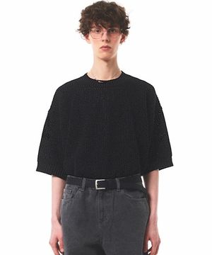 Basket Oversized Punching Sweater(BLACK)