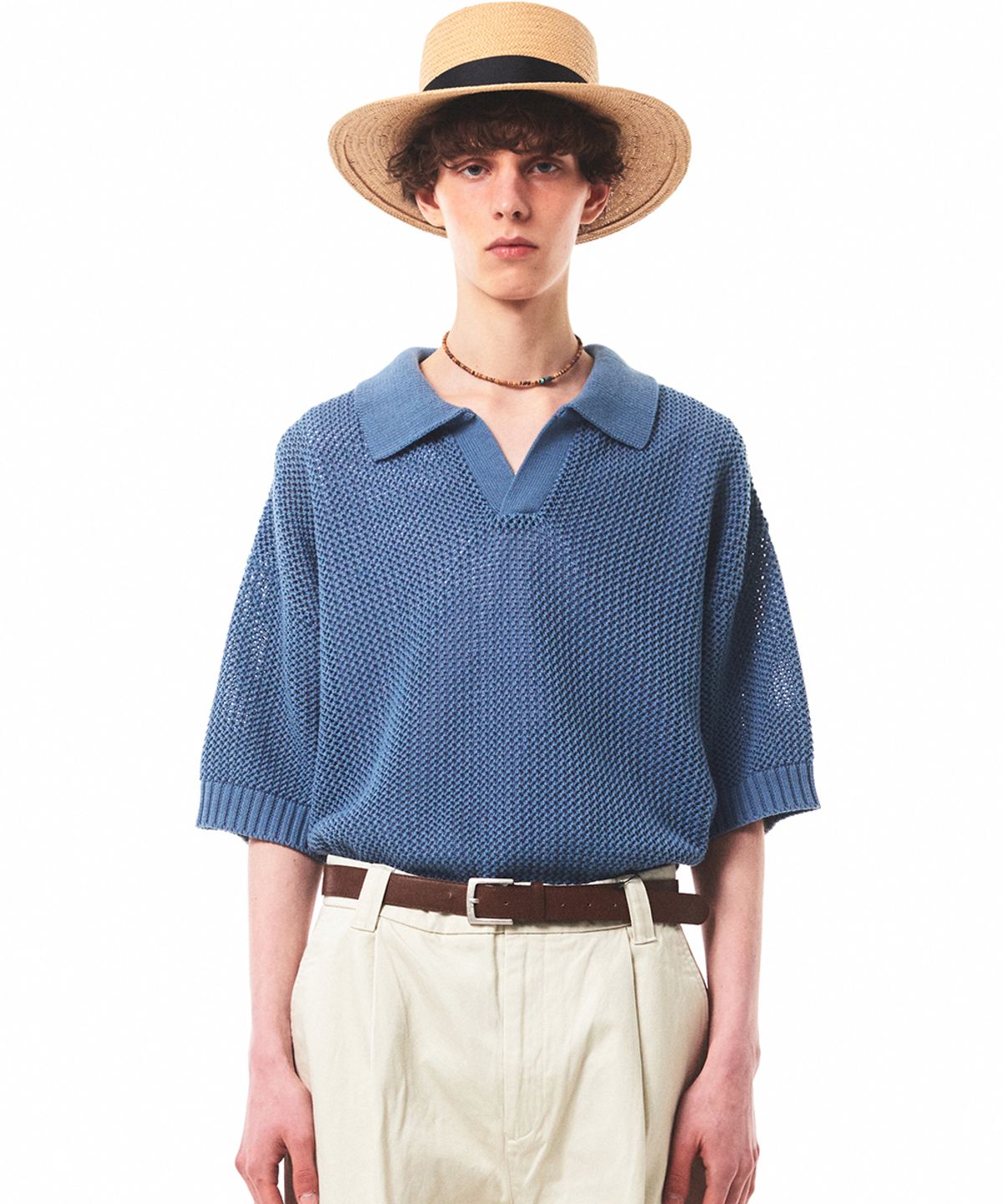메인부스(MAINBOOTH) Sailing Oversized Punching Sweater(DUST BLUE)