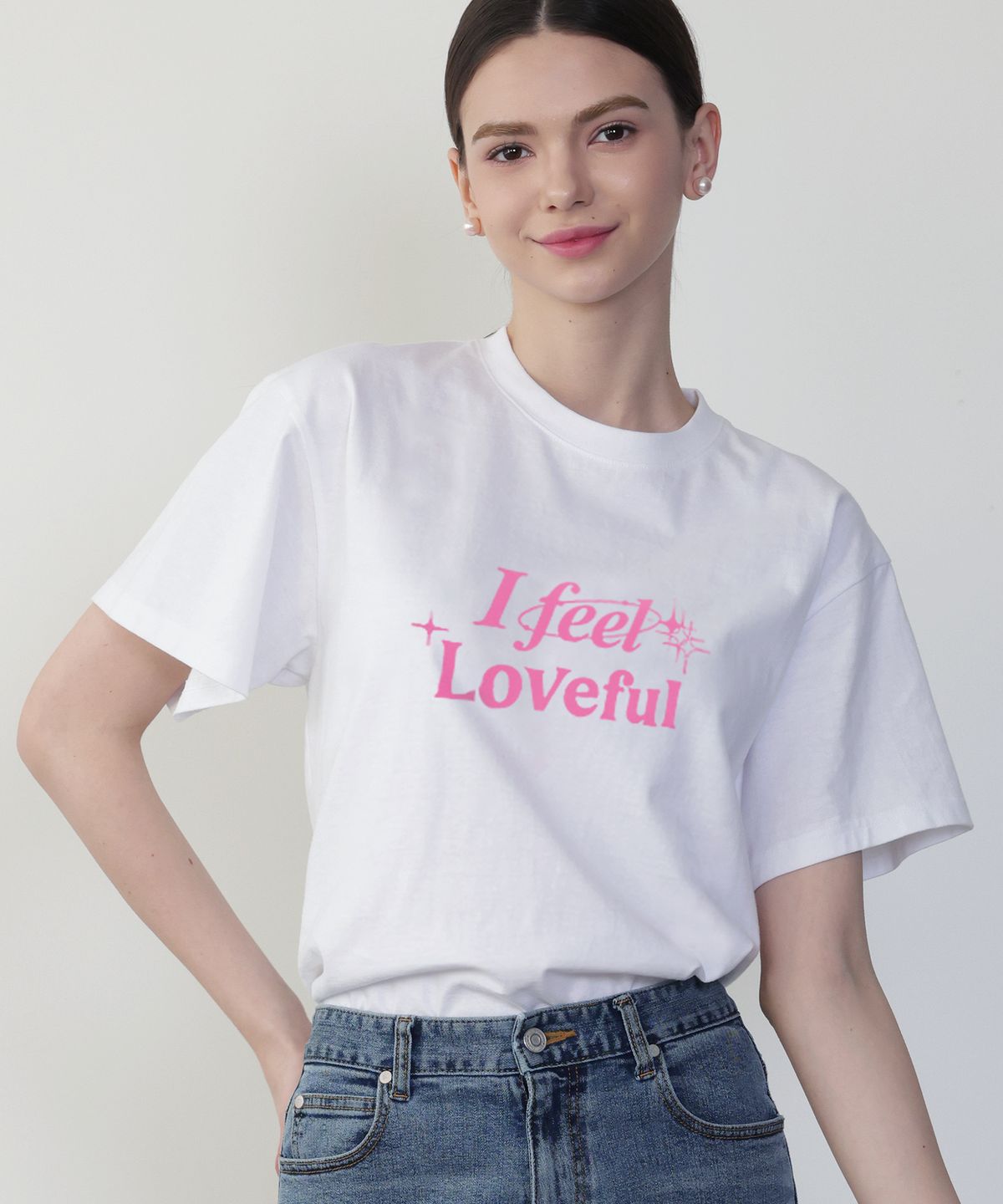 러브참(LOVECHARM) [아이 필 러브풀 레터링 티셔츠]I feel Loveful Lettering T-shirt