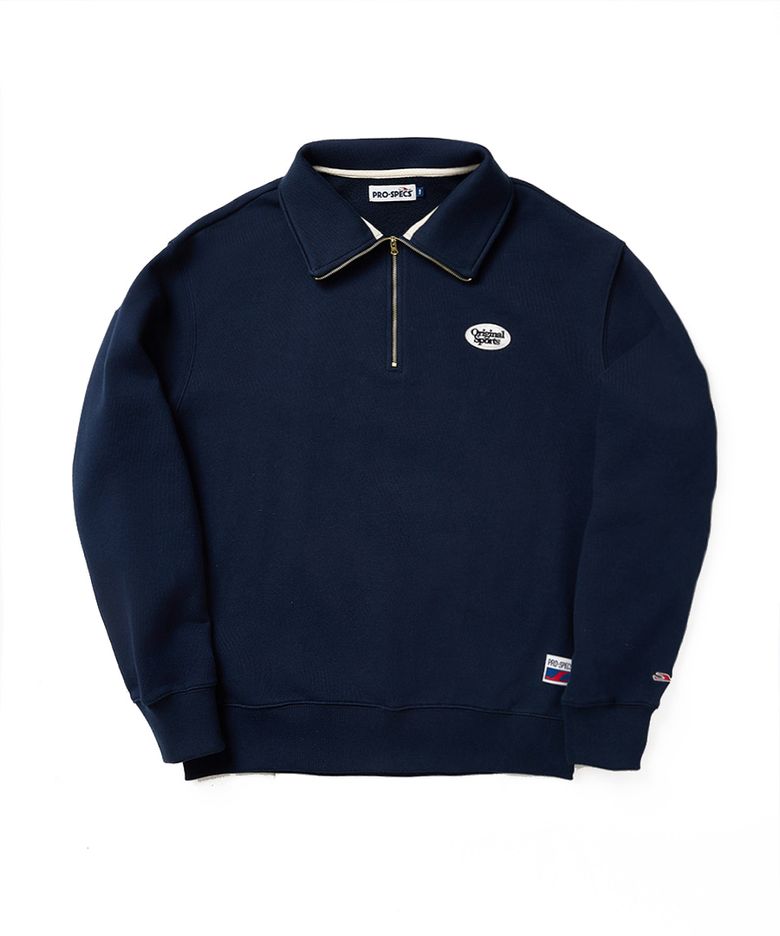HALF ZIP-UP CREW NECK SWEATSHIRTS NAVY