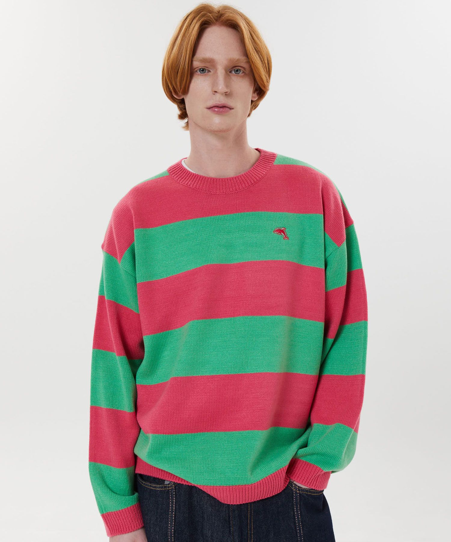 さらに100円引き◆WAI KEI◆Big stripe crew neck knit さらに100円引き◇WAI KEI◇Big stripe crew neck knit (Wai Kei