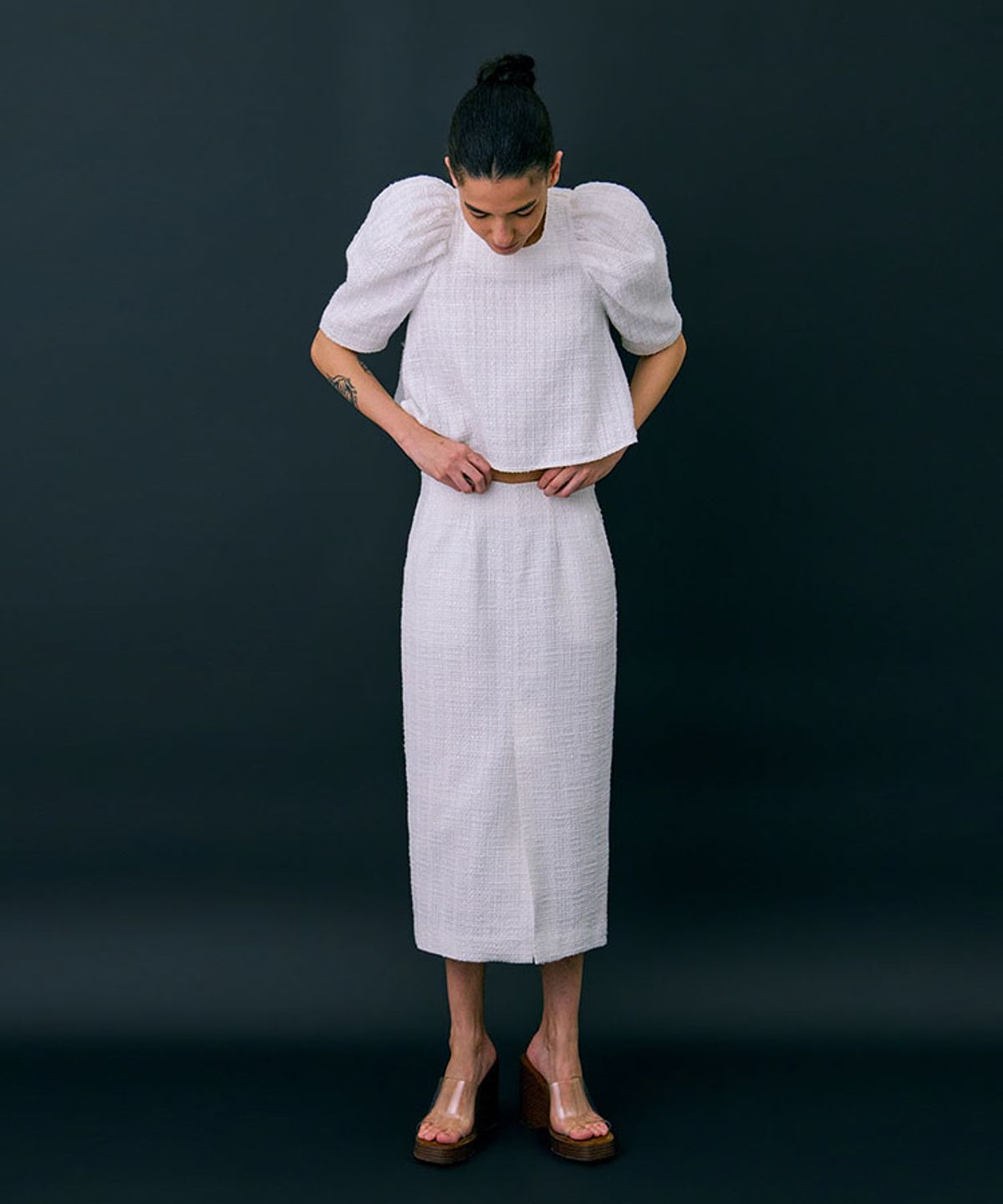 분더캄머(WNDERKAMMER) 26 Tweed skirt_white(트위드 스커트_화이트)