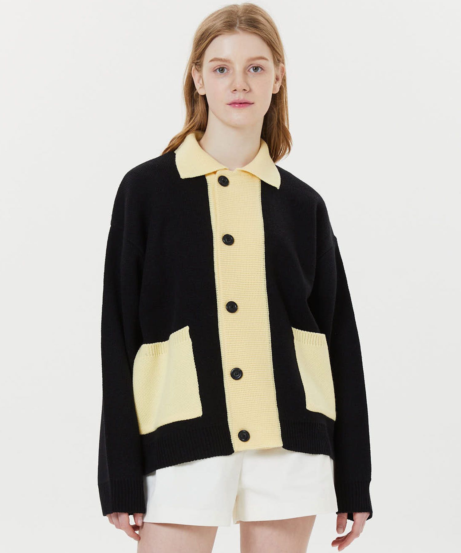 さらに100円引き◆WAI KEI◆Two tone collar cardigan MUSINSA公式 | WAI KEI Two-tone collar cardigan black