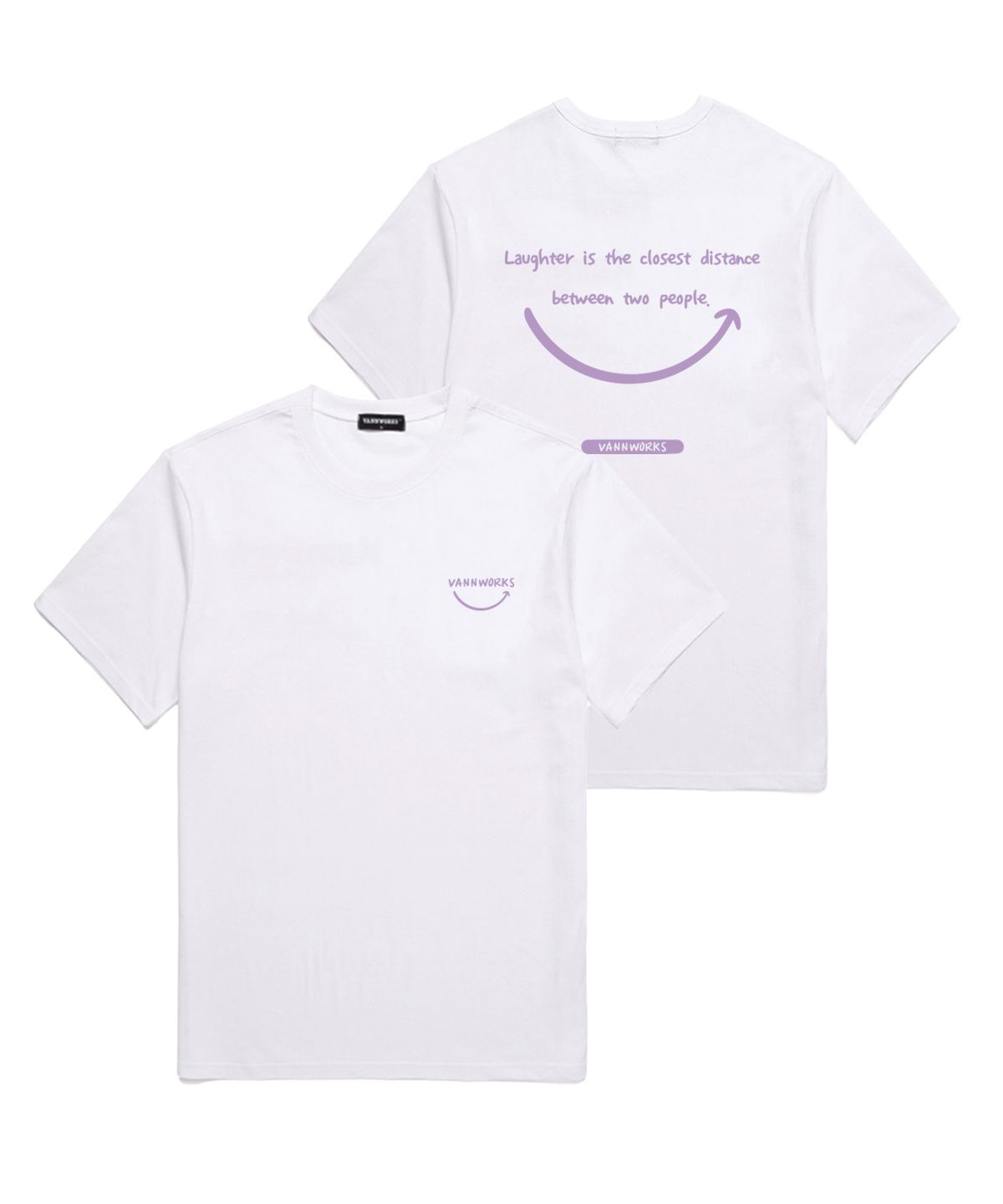 밴웍스(VANNWORKS) Smile Logo 오버핏 반팔 티셔츠 (VS0025) 화이트_바이올렛