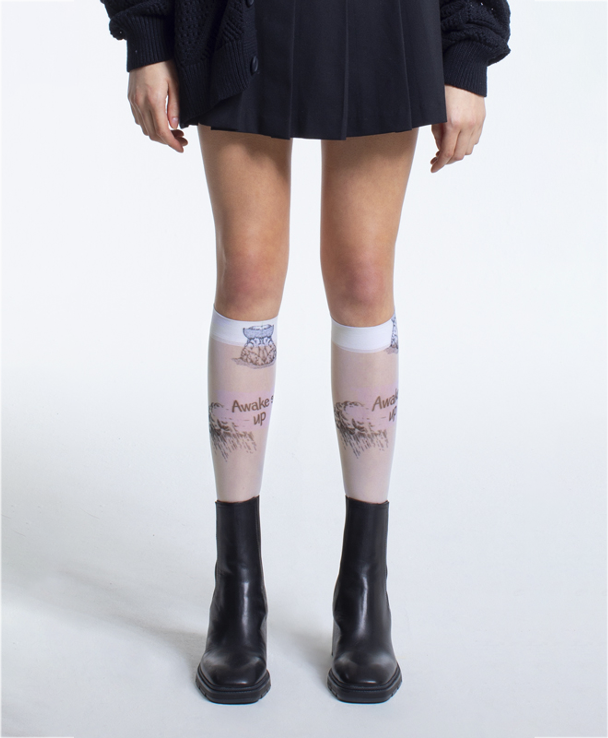 로맨틱타이거(ROMANTIC TIGER) Noah Awake Beige knee stockings