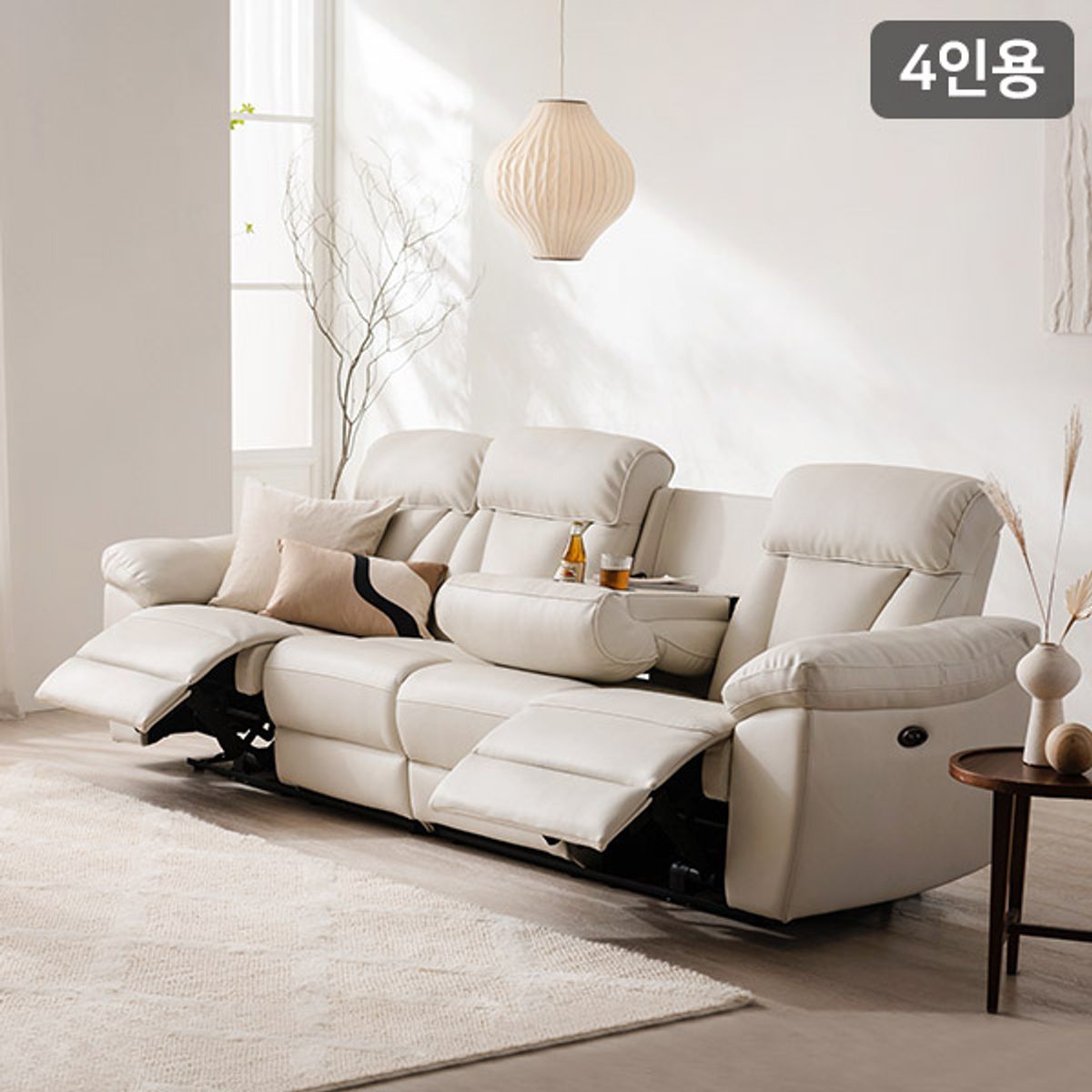 삼익가구(SAMICK) 포엠 USB 4인용 전동 리클라이너 가죽소파(양방향)