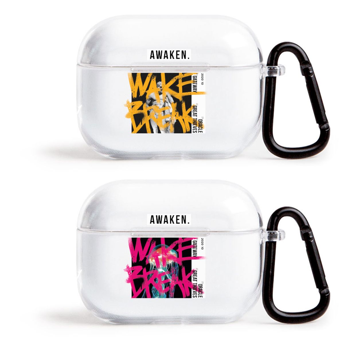 디팍스(D'PARKS) AWAKEN-핑크 옐로우 에어팟 프로/프로2 클리어 케이스