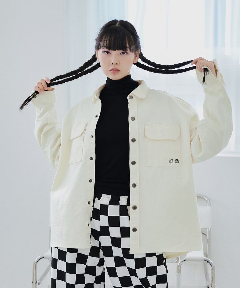 미학 빈티지 오버핏 자켓 크림