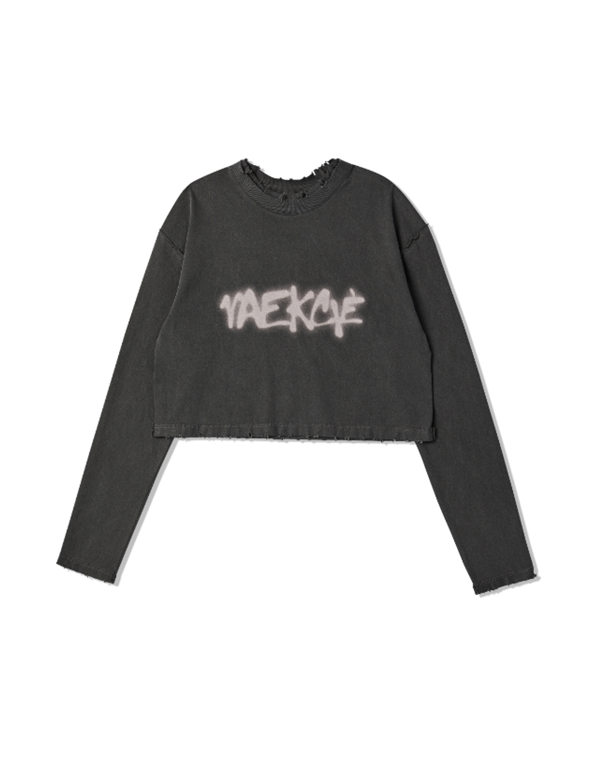 백씨(VAEKCIE) CROP GRAFFITI LONGSLEEVE T-SHIRT_CHARCOAL