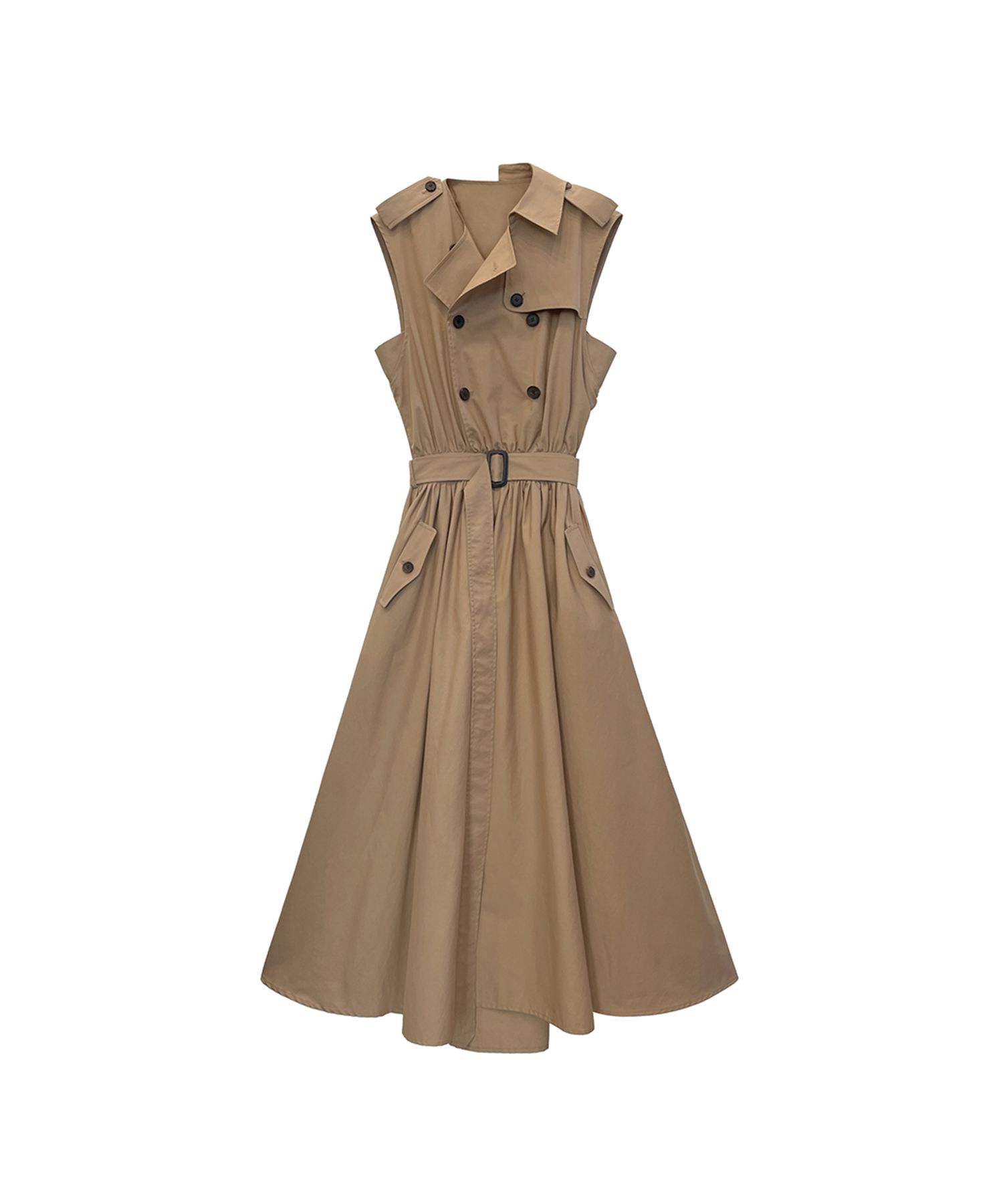 MUSINSA MMAM Signature sleeveless trench coat dress (M23TRN_DS24)