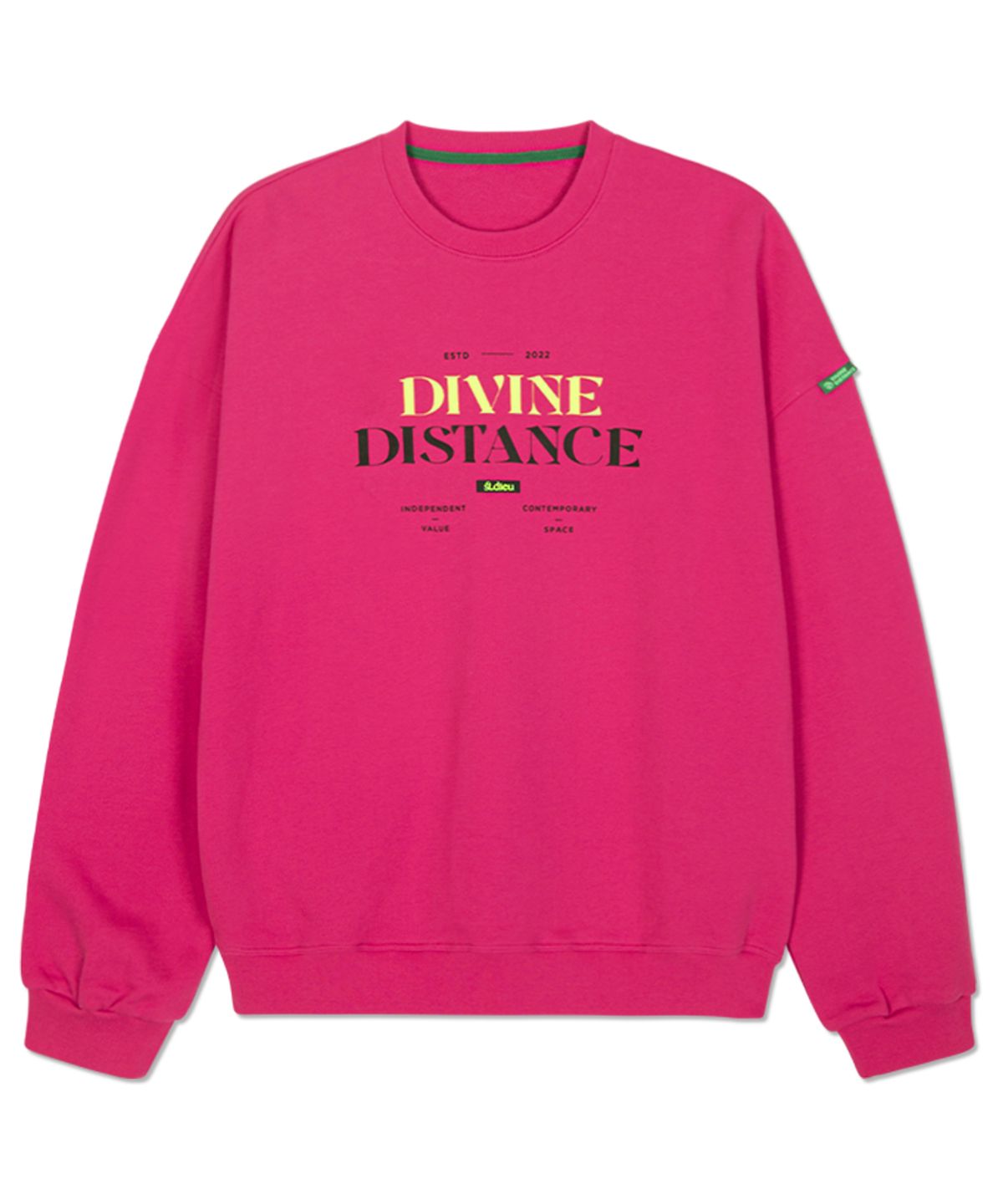 디바인디스턴스(DIVINE DISTANCE) 레터링 비비드 맨투맨 [핑크]