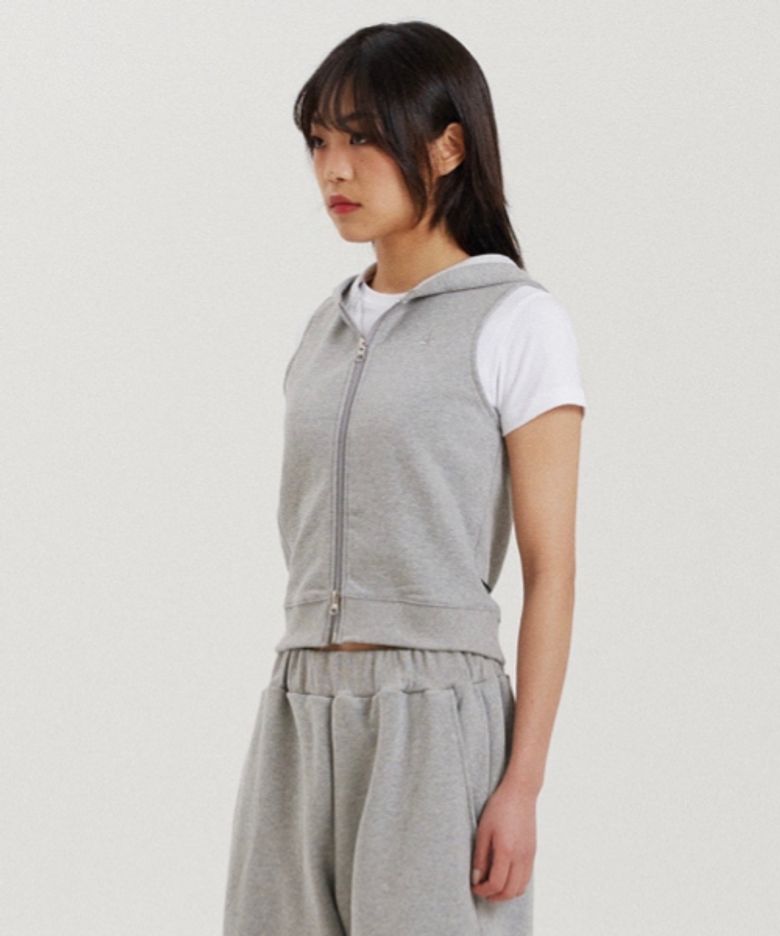 FRONT CUTTING HOOD VEST GRAY