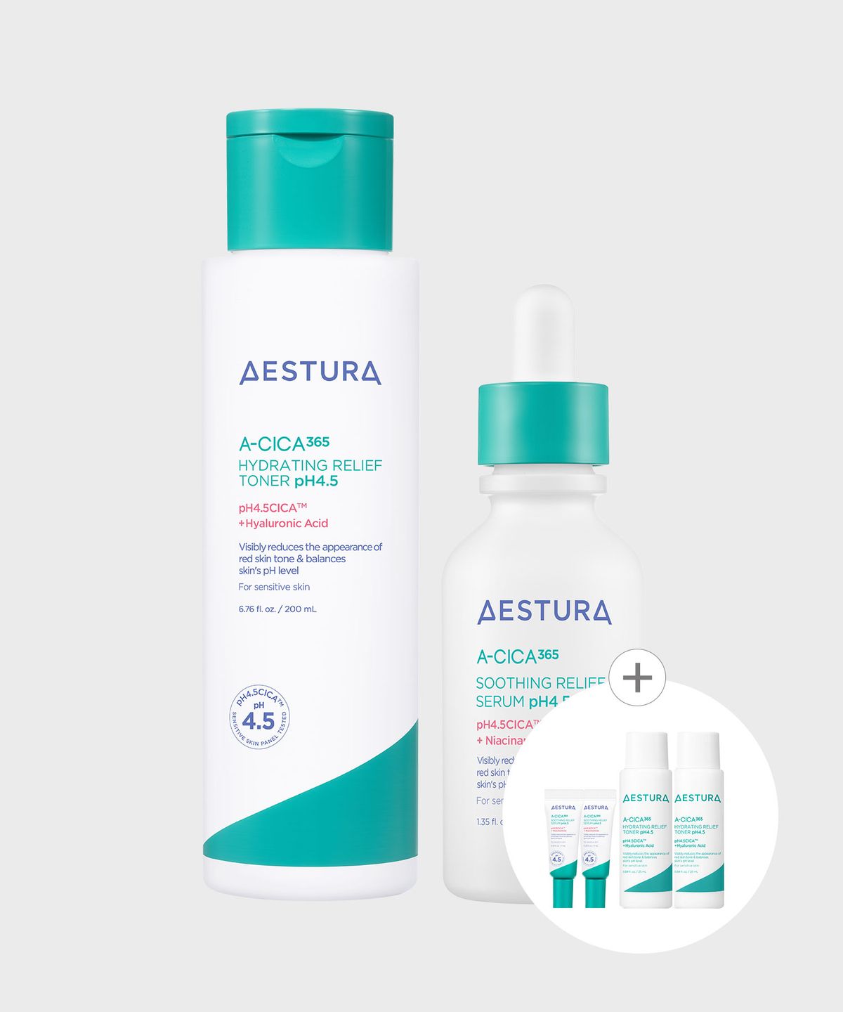 에스트라(AESTURA) 에이시카 365 수분토너 pH4.5 200ml + 흔적진정세럼 pH4.5 40ml