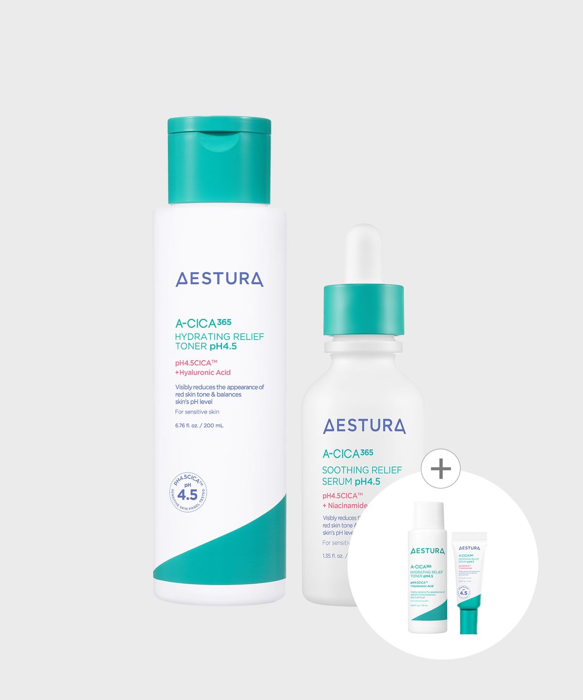 에스트라(AESTURA) 에이시카 365 수분토너 pH4.5 200ml + 흔적진정세럼 pH4.5 40ml