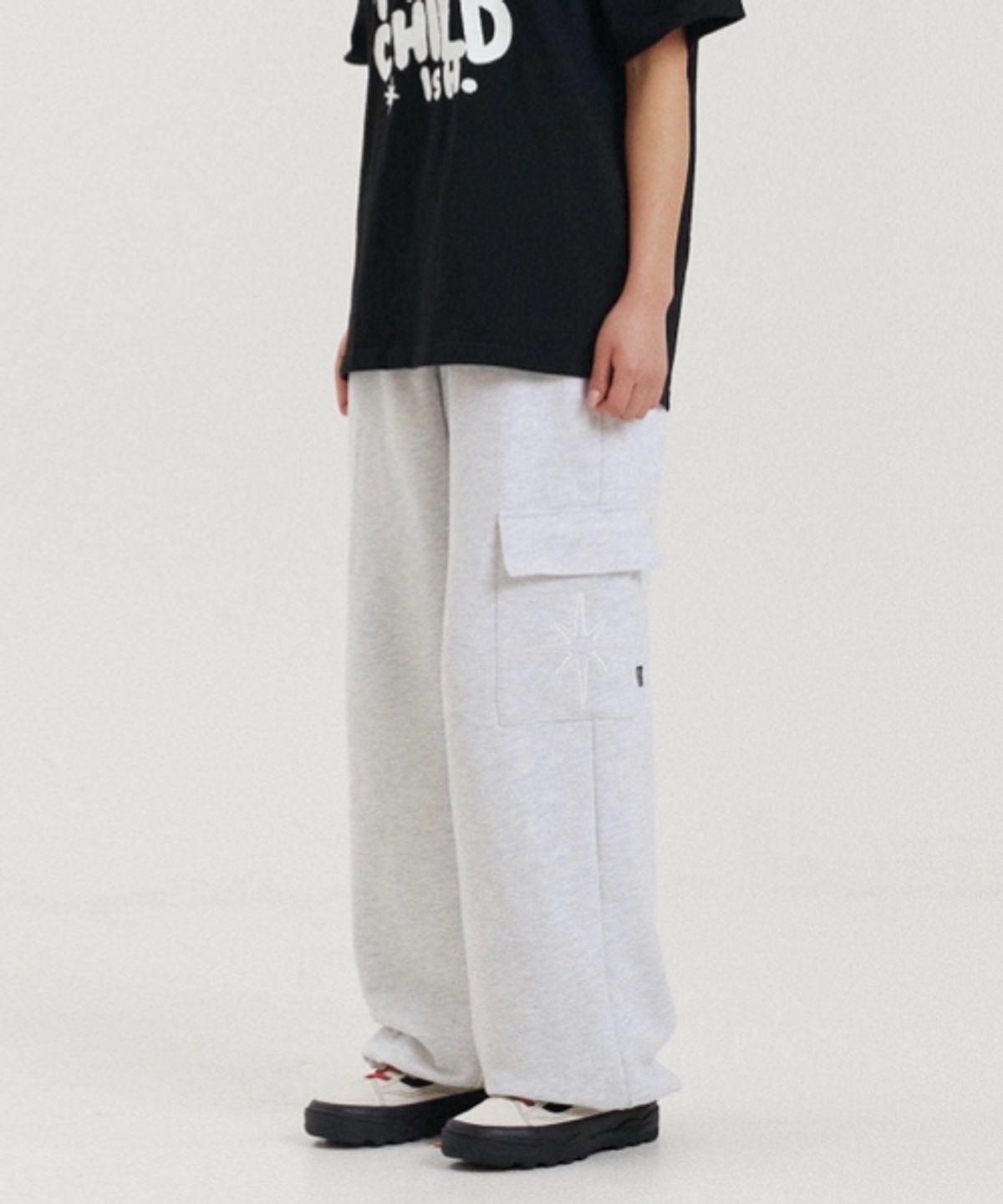 더파코(THE FACO) FAVICON CARGO JOGGER PANTS WHITE MELANGE