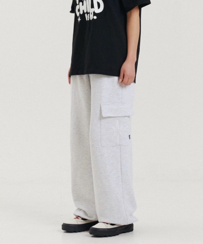FAVICON CARGO JOGGER PANTS WHITE MELANGE