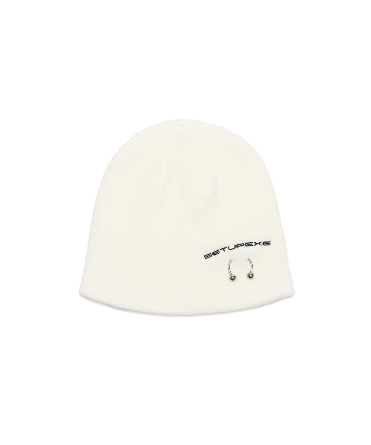 셋업이엑스이(SETUP-EXE) Side piercing Beanie [Ivory]