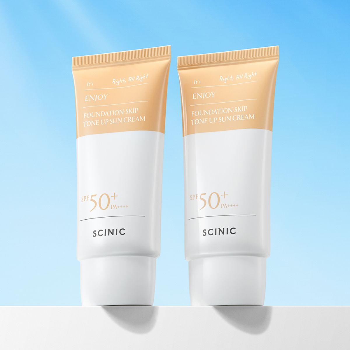 싸이닉(SCINIC) 엔조이 파데스킵 수분 톤업 선크림 SPF50+ PA++++ 2개