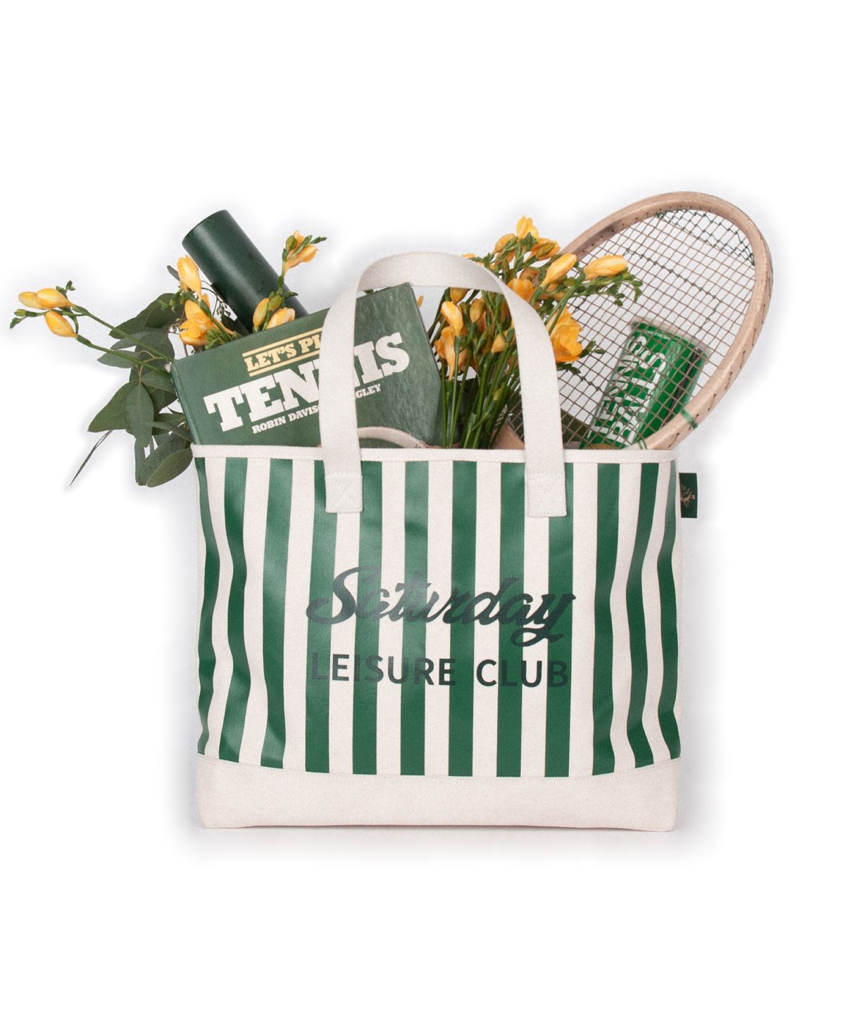 세러데이 레저 클럽(SATURDAY LEISURE CLUB) Signature Stripe Shoulder Bag - Ivory & British Racing Green