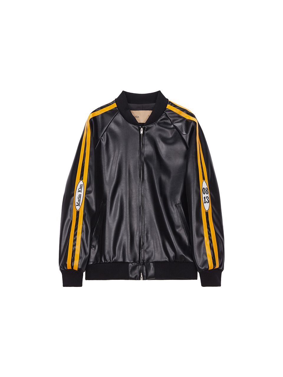 MUSINSA公式 | MATIN KIM Vegan leather STADIUM Jacket IN BLACK