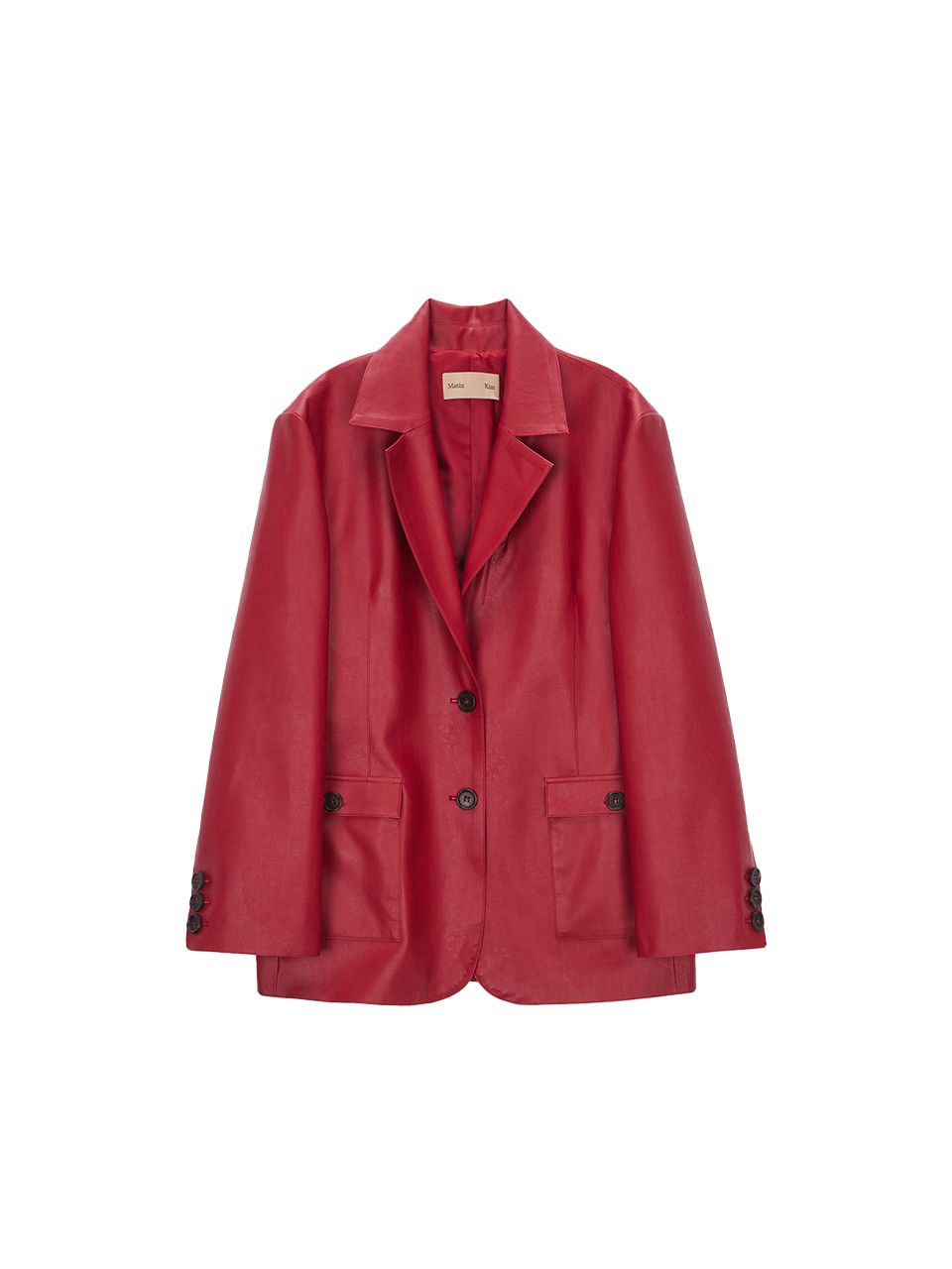 MUSINSA公式 | MATIN KIM FAUX LEATHER SINGLE JACKET IN RED