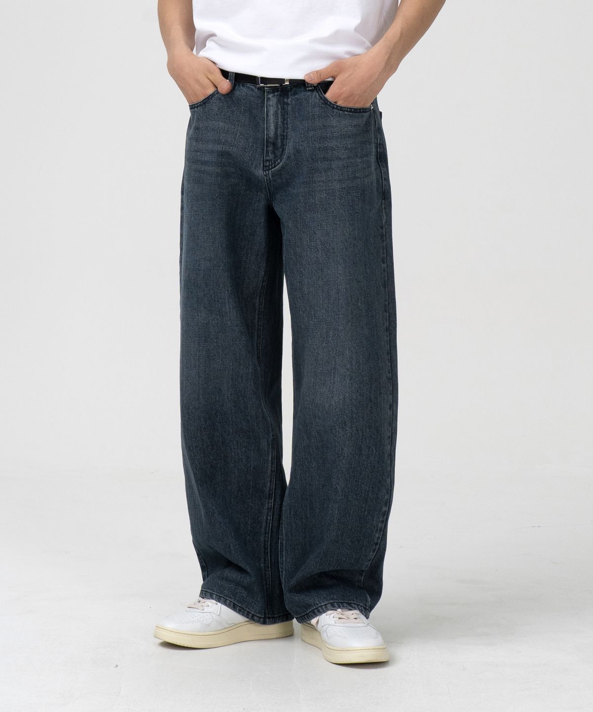 토피(TOFFEE) 모어 와이드 데님 팬츠 (WASHED GREISH BLUE)