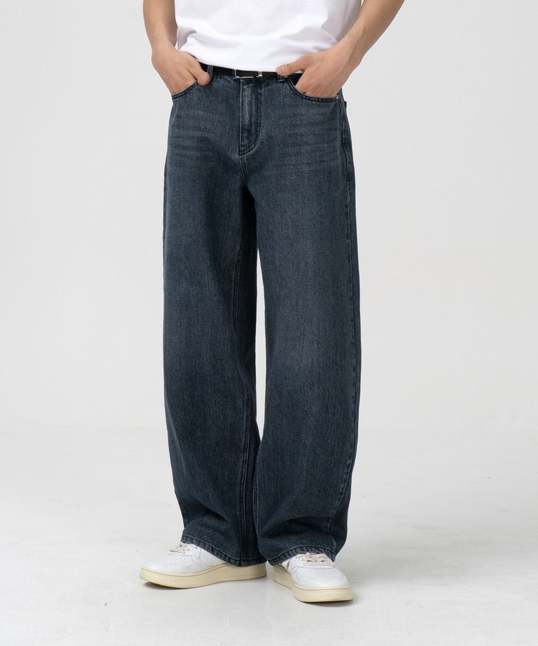모어 와이드 데님 팬츠 (WASHED GREISH BLUE)
