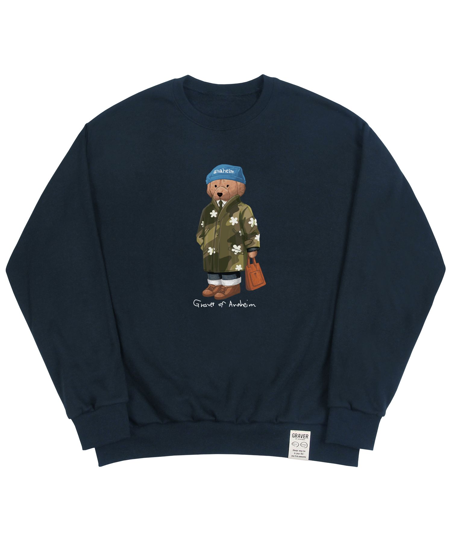 MUSINSA | GRAVER [UNISEX] Blue Beanie Dog Perito Sweatshirt_Navy