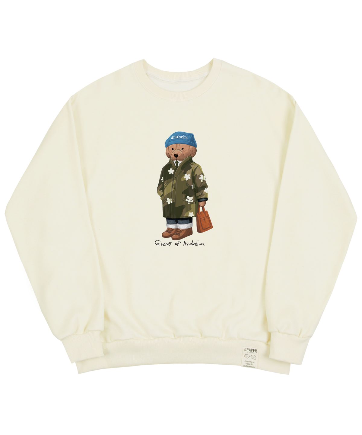 그레이버(GRAVER) [UNISEX]블루 비니 도그 페리토 맨투맨_크림
