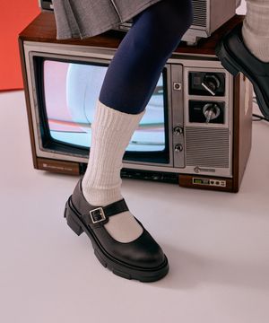 여성용 PU 메리제인 청키힐-블랙 (HS-4311_BLACK)