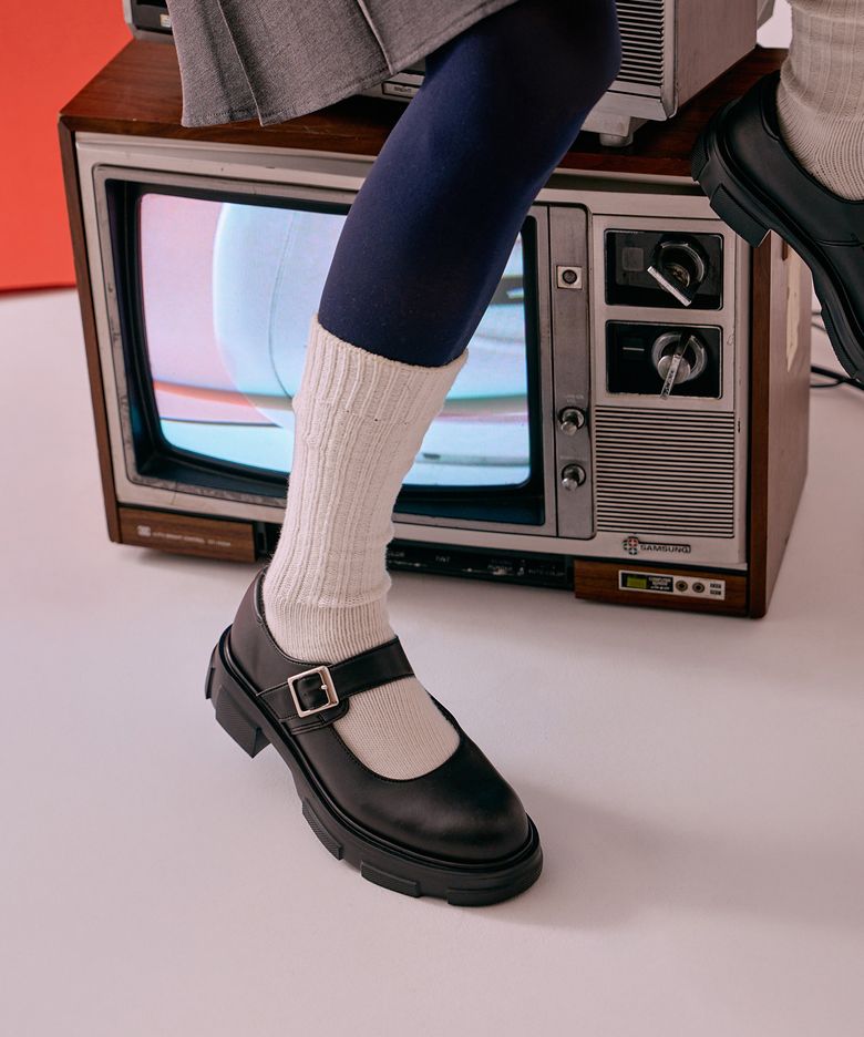 여성용 PU 메리제인 청키힐-블랙 (HS-4311_BLACK)