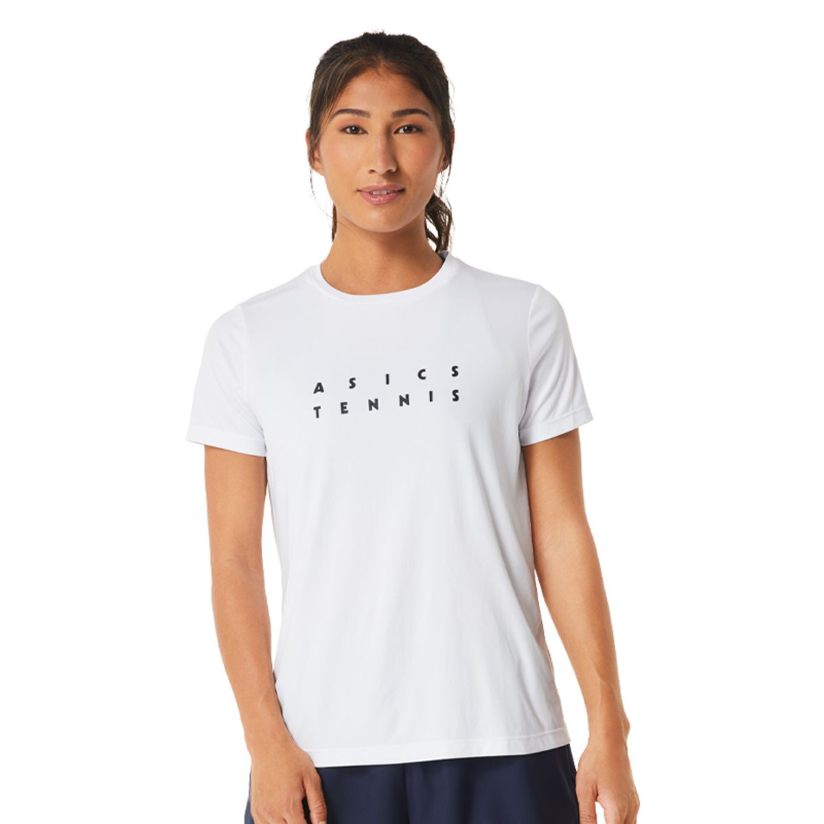 아식스(ASICS) 우먼 코트 그래픽 티(2042A259100) 여자 반팔 라운드 티셔츠