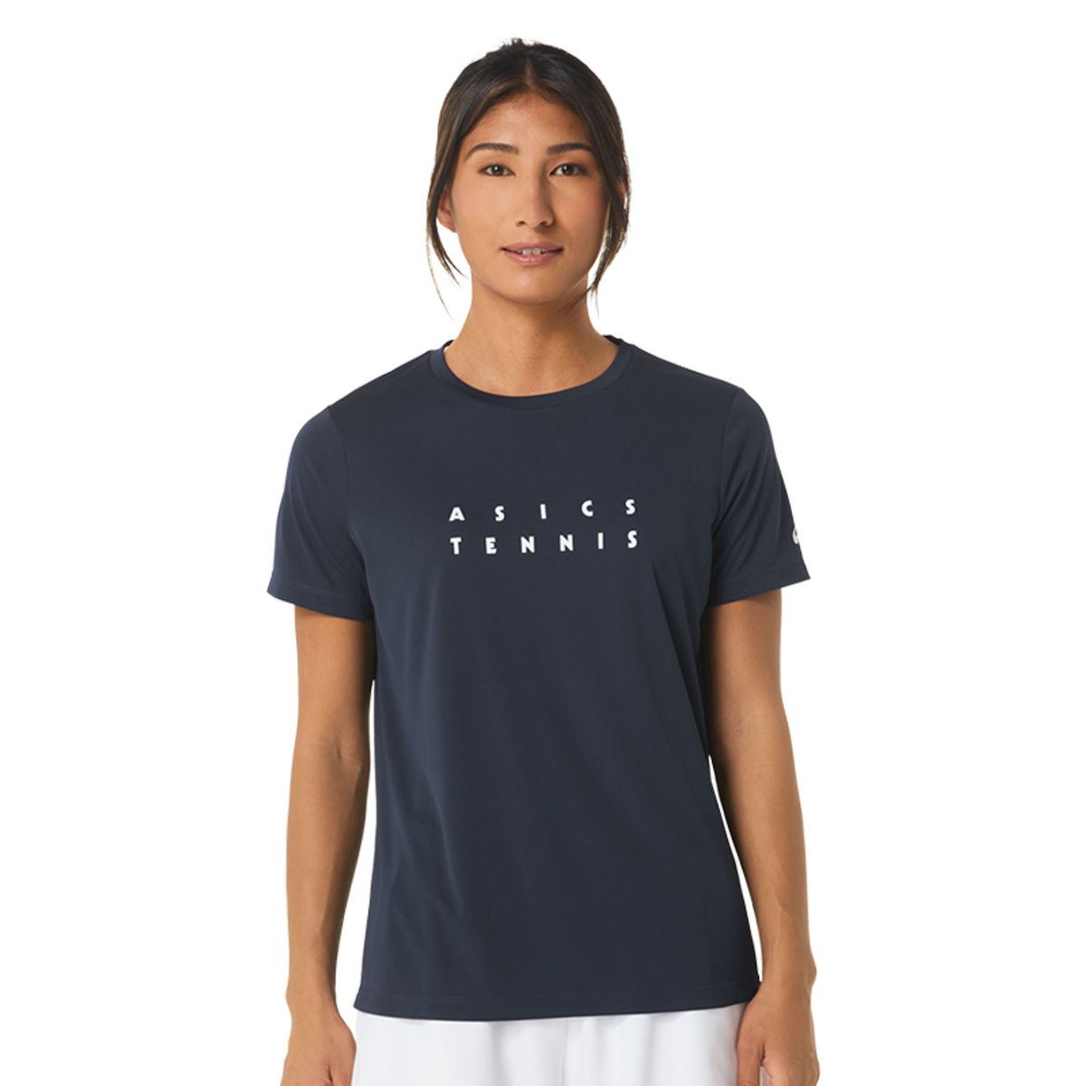 아식스(ASICS) 우먼 코트 그래픽 티(2042A259400) 여자 반팔 라운드 티셔츠