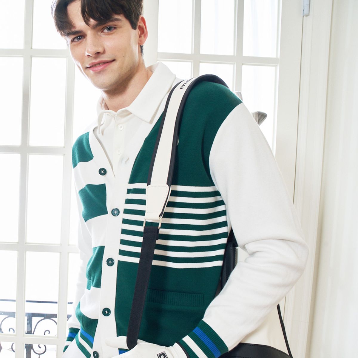 마틴골프(MARTINE GOLF) Unbalance Stripe Cardigan_Turquoise (Men)