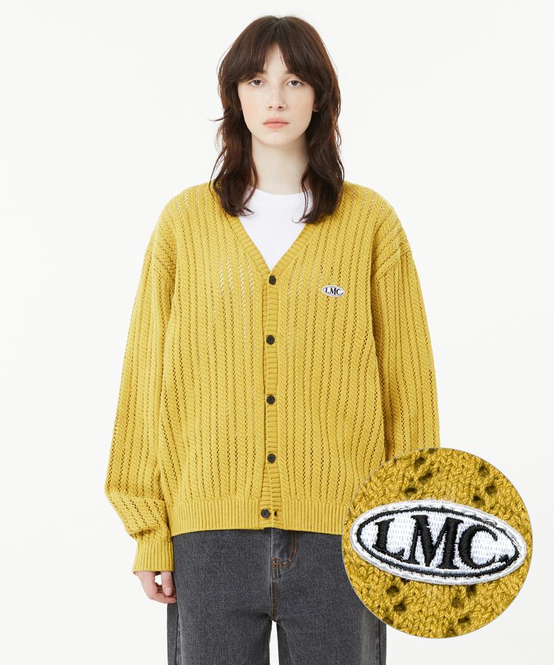 OVAL MESH KNIT CARDIGAN olive