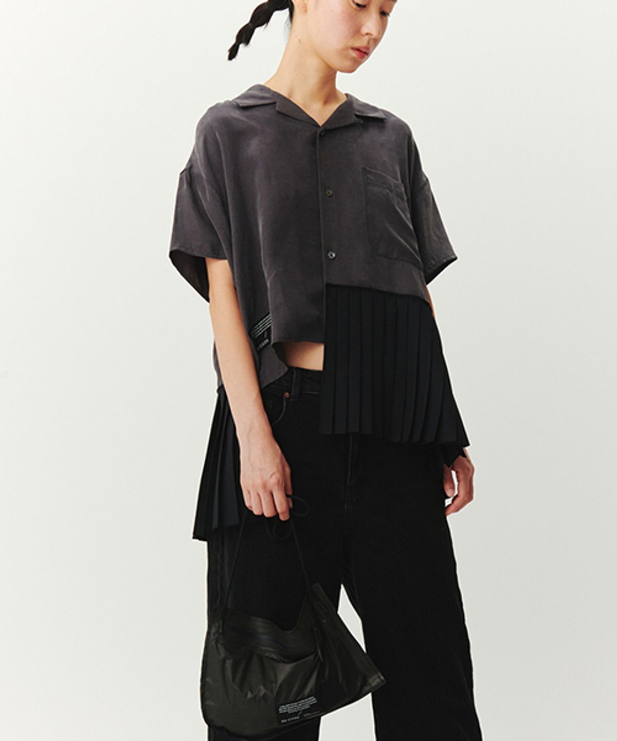 래코드(RECODE) [여성] Open collar pleated shirt _RQSAM22541GYX