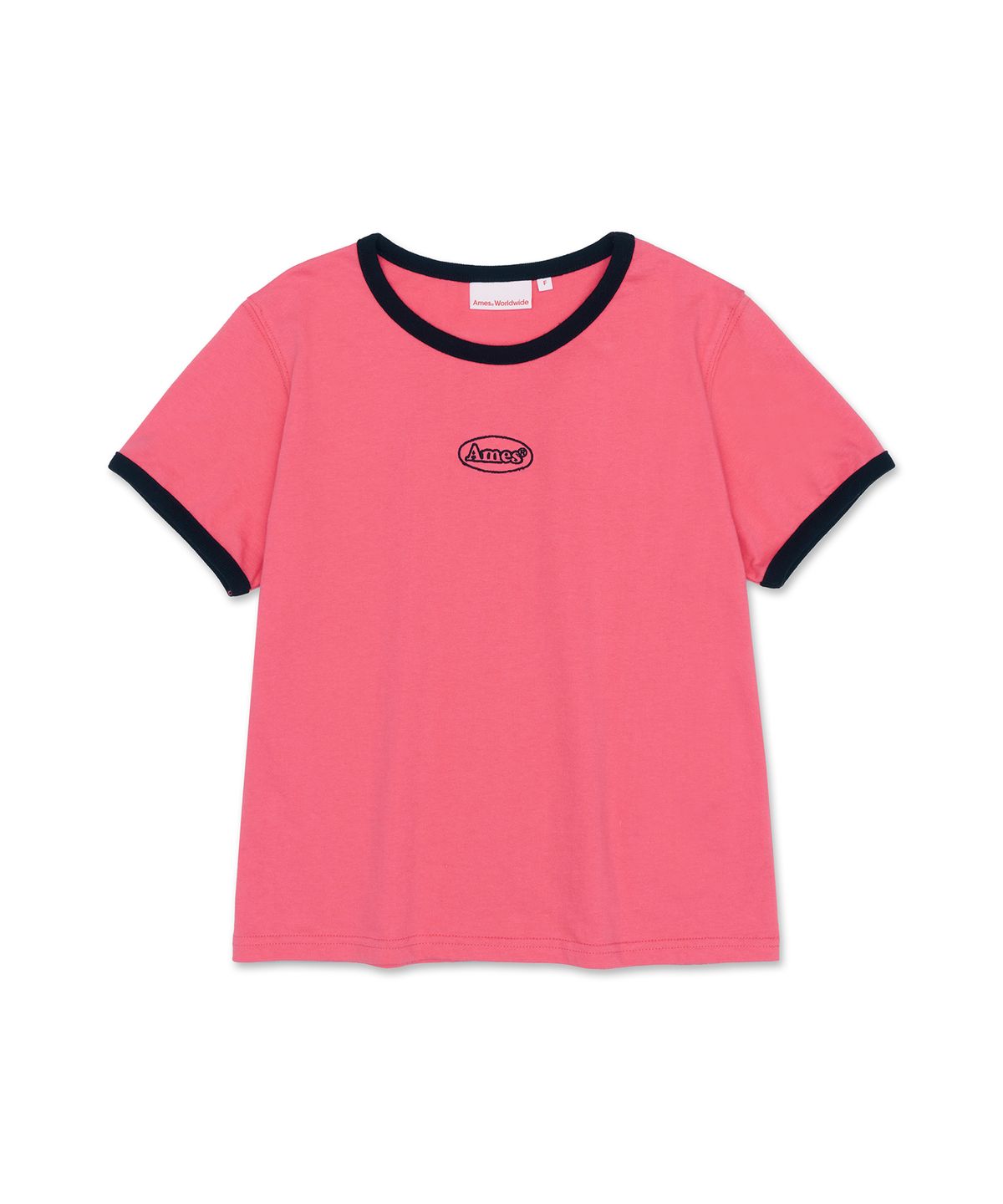 아메스 월드와이드(AMES-WORLDWIDE) SYMBOL LOGO EMBROIDERED CROP TEE PINK