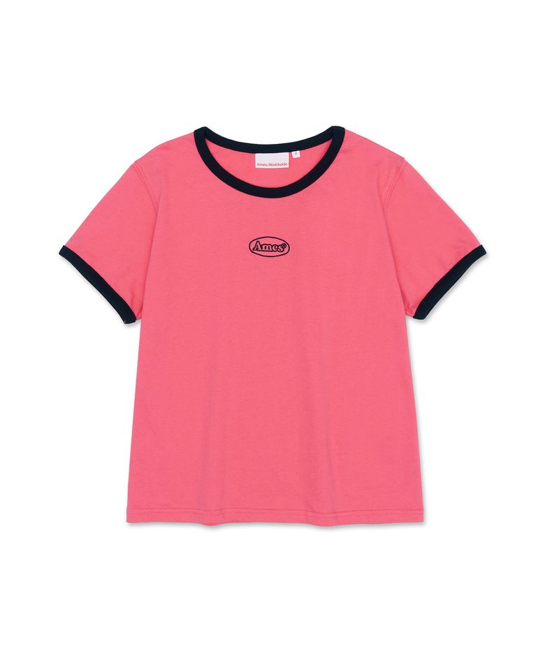 SYMBOL LOGO EMBROIDERED CROP TEE PINK